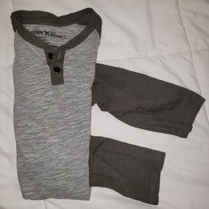 Hurley Olive Green and Gray Long-Sleeved Tshirt
